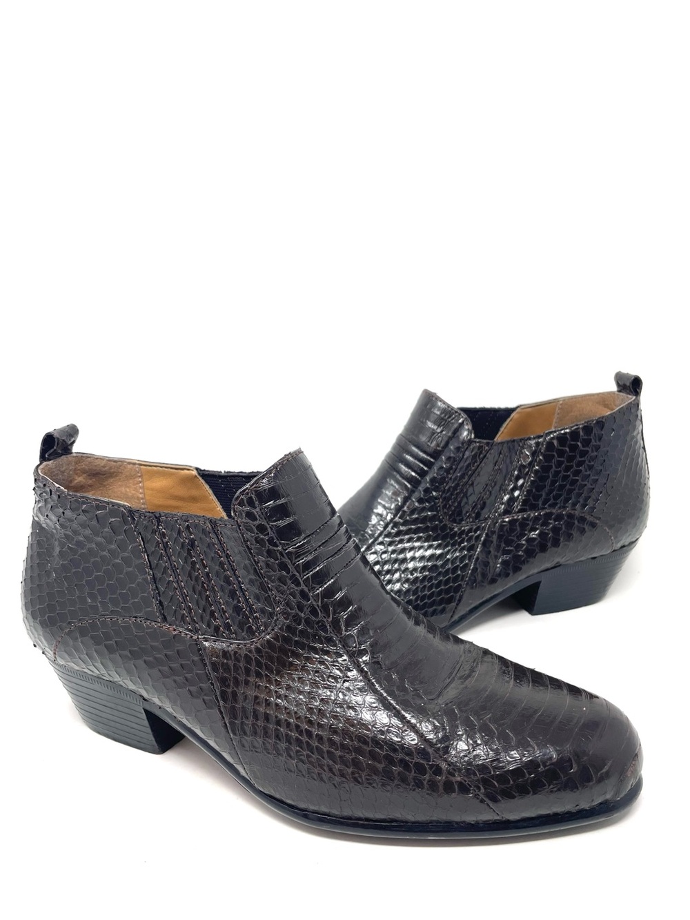 Giorgio Brutini Dark Brown Genuine Snakeskin Leather Ankle Boots, Men's 8.5